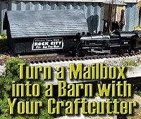 Using a craftcutter to turn a mailbox into a 'See Rock City' barn.  Click to go to article.